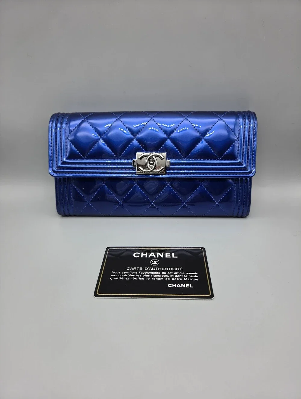 CHANEL patent calfskin